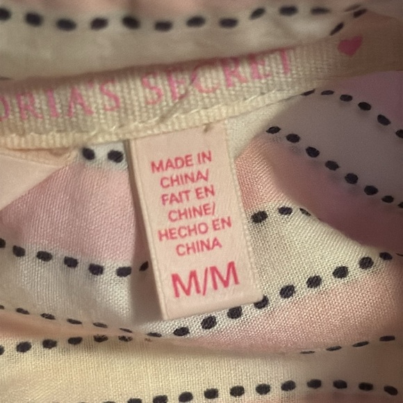 Victoria’s Secret light pink ivory stripes night buttoned down‎ shirt gown Sz M - Picture 7 of 10